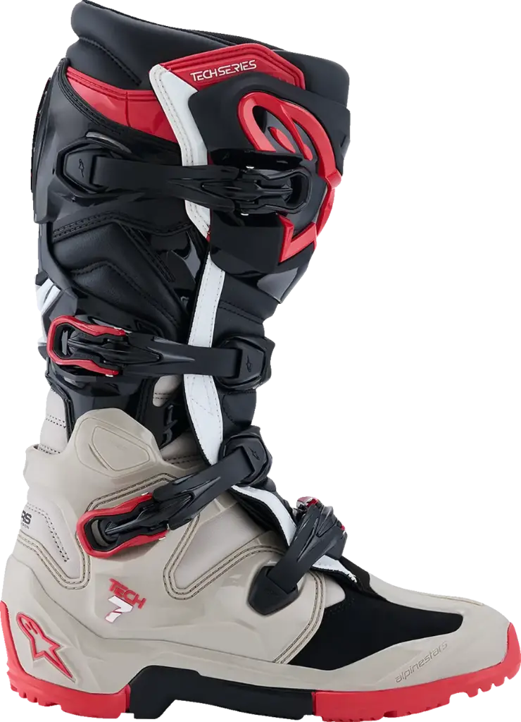 ALPINESTARS TECH 7 ENDURO – NOIR - GRIS CLAIR - ROUGE VIF-3.webp