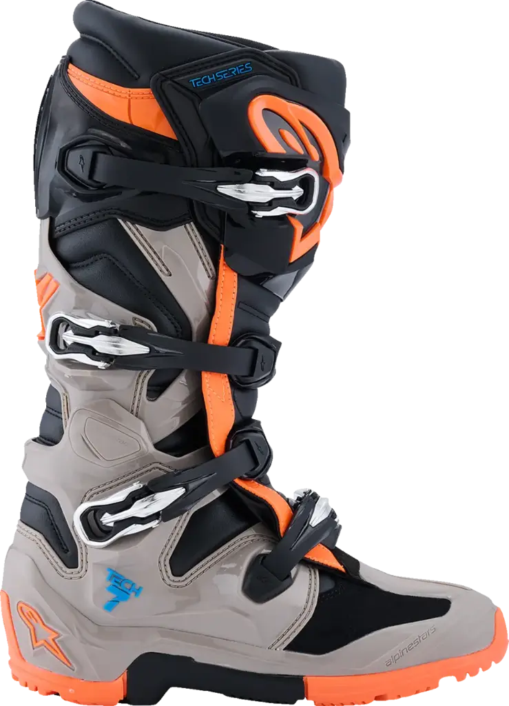 ALPINESTARS TECH 7 ENDURO – NOIR - GRIS CHAUD - ORANGE FLUO6.webp