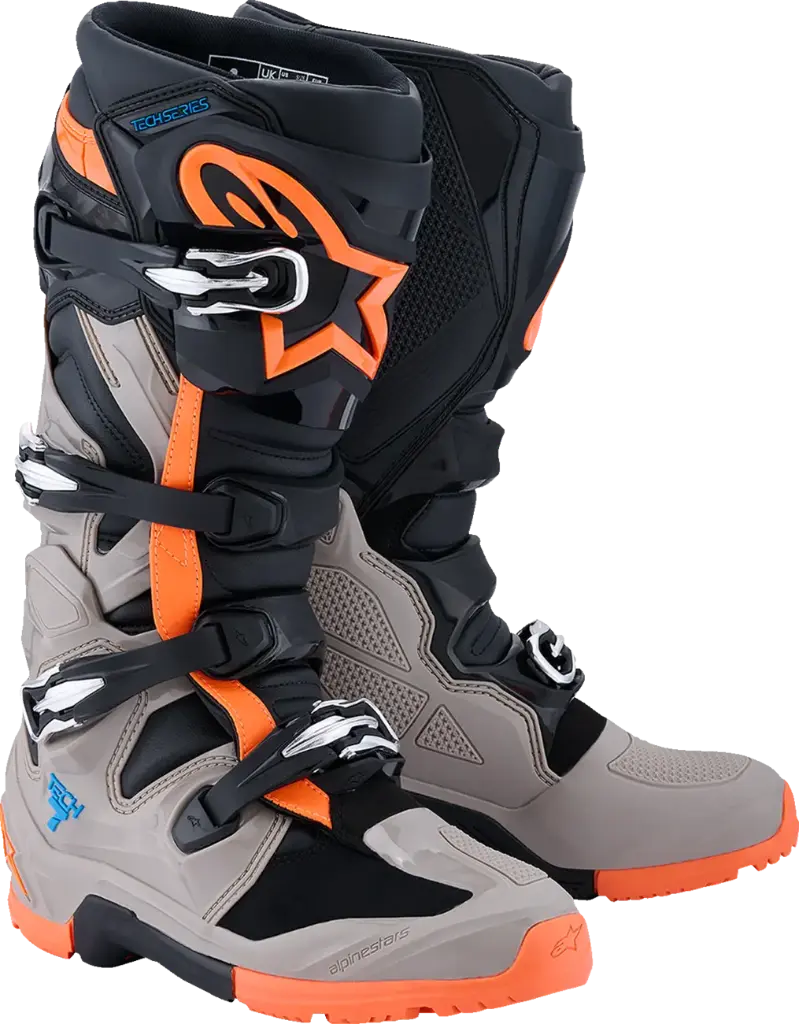 ALPINESTARS TECH 7 ENDURO – NOIR / GRIS CHAUD / ORANGE FLUO - Taille 47