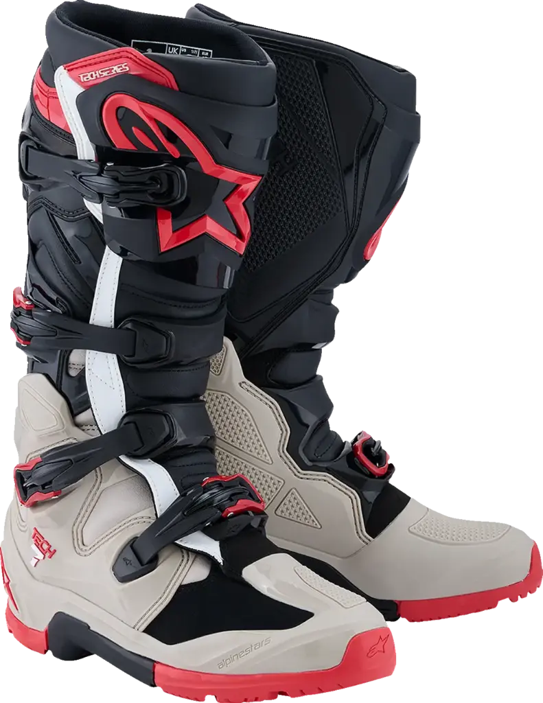 ALPINESTARS TECH 7 ENDURO – NOIR / GRIS CLAIR / ROUGE VIF - TAILLE 42