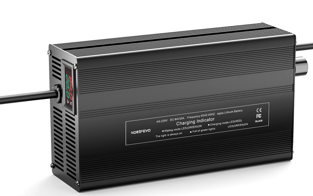 [NOEIFEVO 84V 20A] Chargeur de batterie lithium 74V 20S, affichage LED, courant réglable (84V 20A)